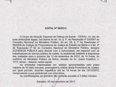 Audiência Pública do Ministério Público do Estado da Bahia