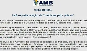 Nota Oficial: AMB repudia criação de 