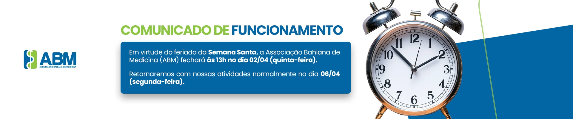 Banner comunicado de funcionamento Semana Santa